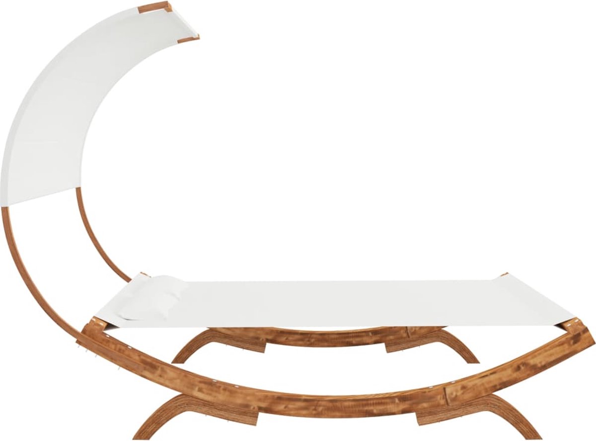 Vidaxl Hangmat Met Luifel 165x210x155 Cm Massief Vurenhout Crèmekleur