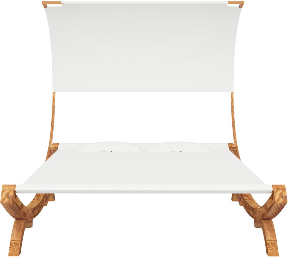 Vidaxl Hangmat Met Luifel 165x210x155 Cm Massief Vurenhout Crèmekleur