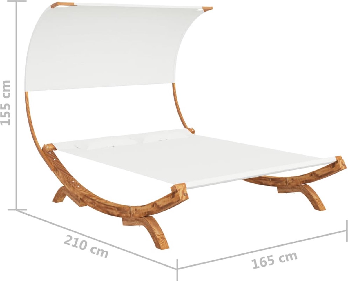 Vidaxl Hangmat Met Luifel 165x210x155 Cm Massief Vurenhout Crèmekleur