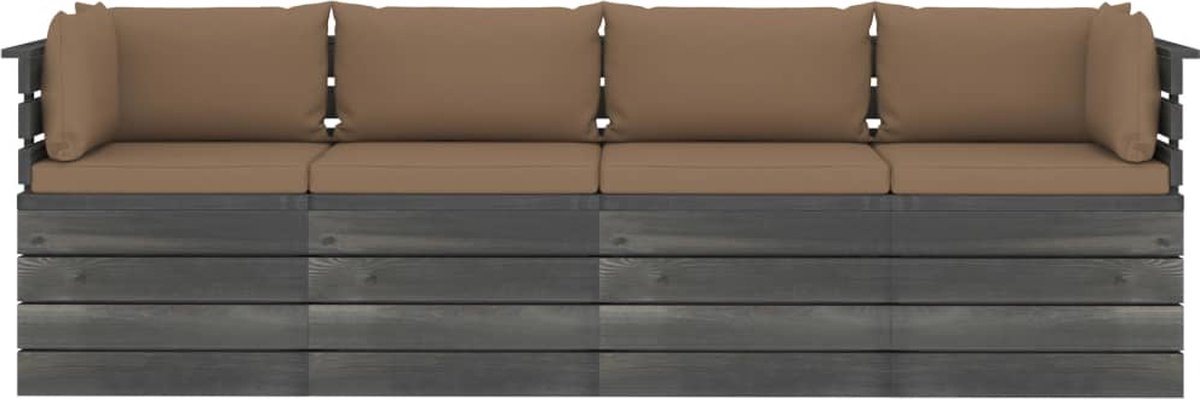 Vidaxl Tuinbank 4-zits Met Kussens Pallet Massief Grenenhout - Bruin