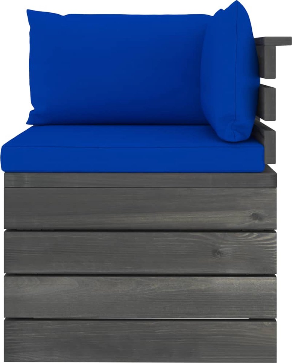 Vidaxl Tuinbank 4-zits Met Kussens Pallet Massief Grenenhout - Blauw