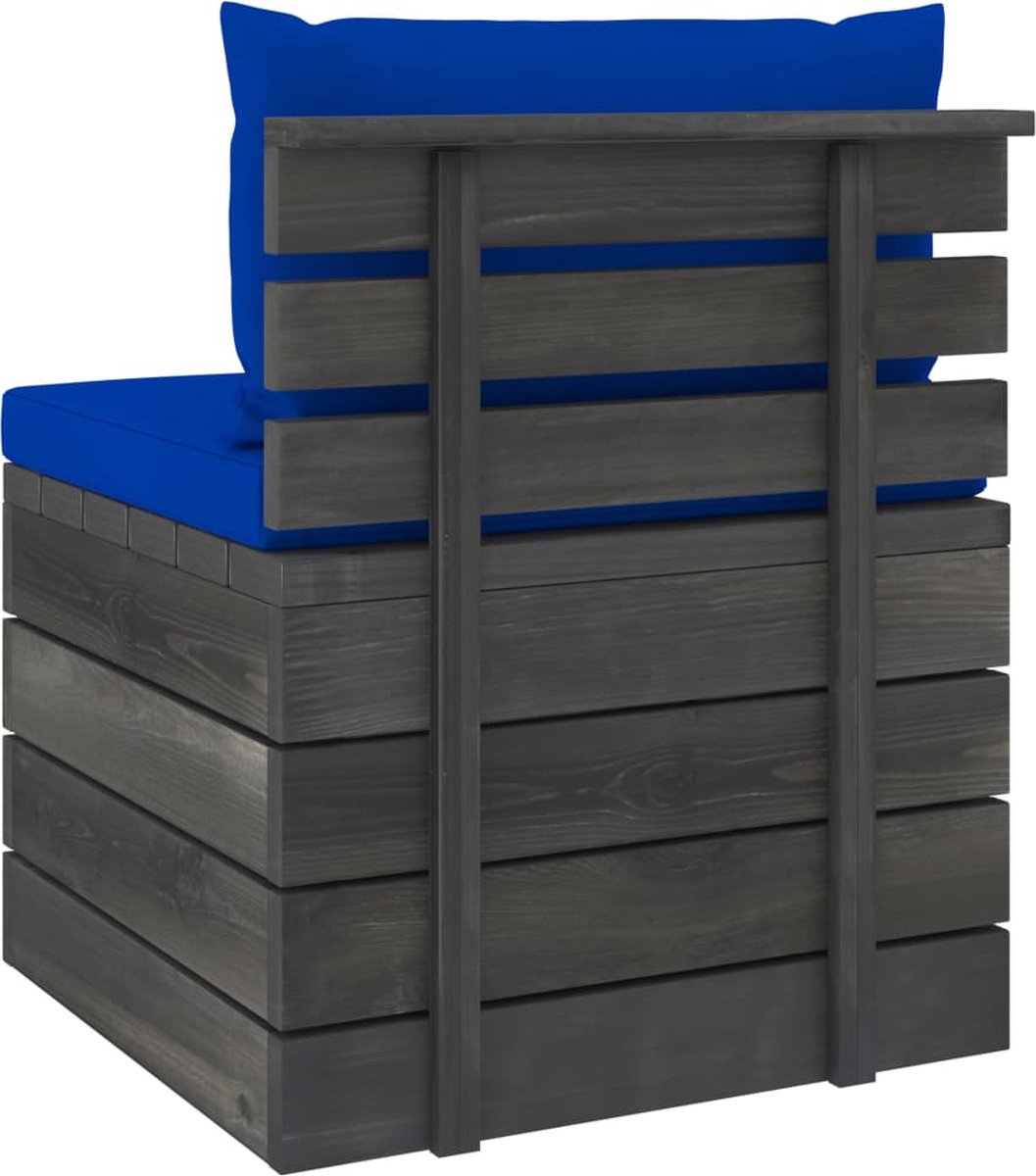 Vidaxl Tuinbank 4-zits Met Kussens Pallet Massief Grenenhout - Blauw