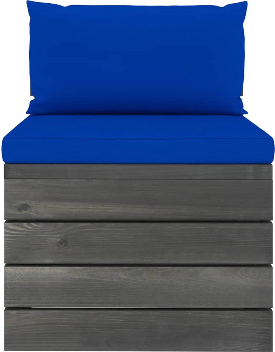 Vidaxl Tuinbank 4-zits Met Kussens Pallet Massief Grenenhout - Blauw