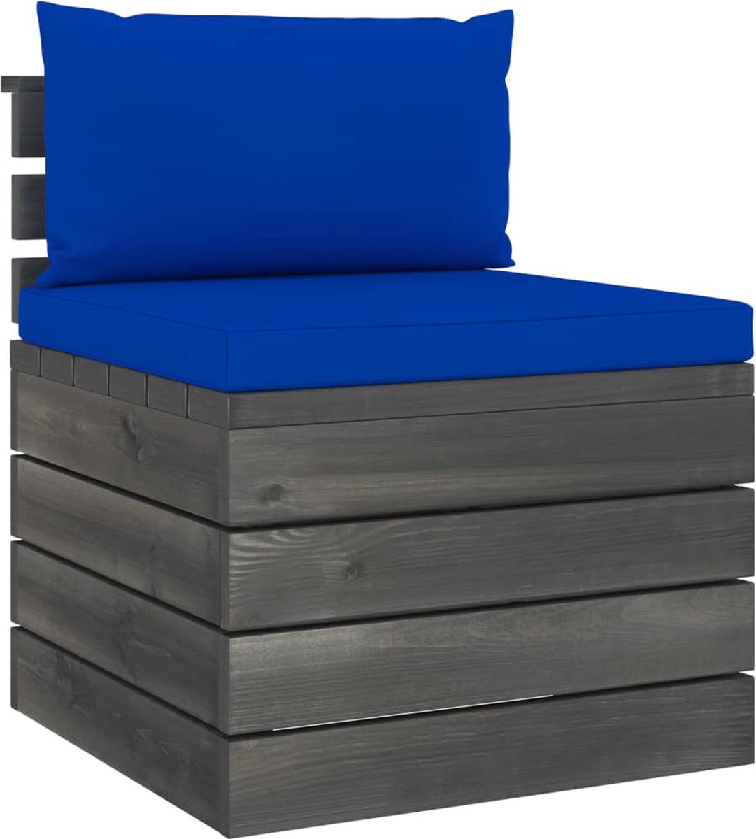Vidaxl Tuinbank 4-zits Met Kussens Pallet Massief Grenenhout - Blauw
