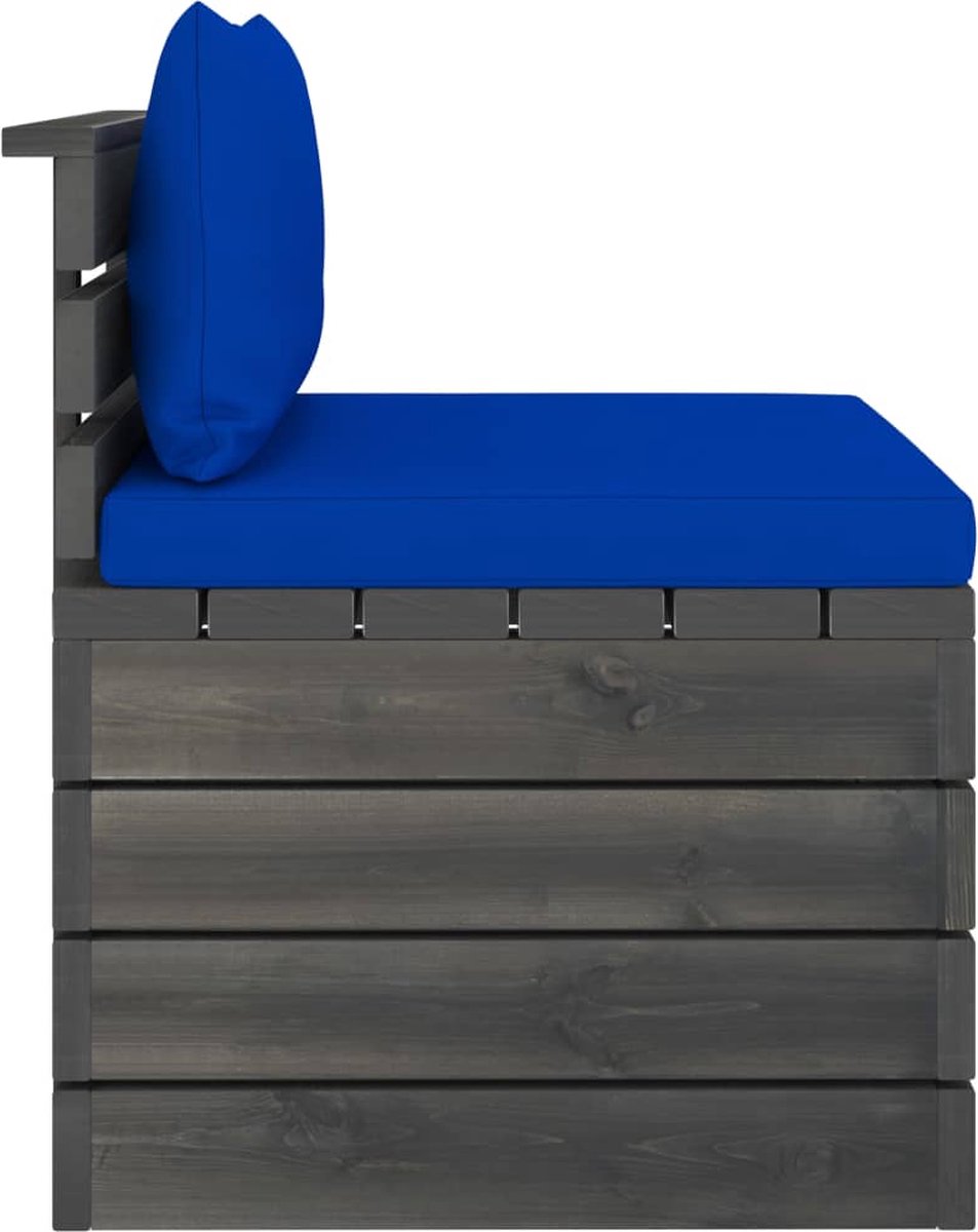 Vidaxl Tuinbank 4-zits Met Kussens Pallet Massief Grenenhout - Blauw
