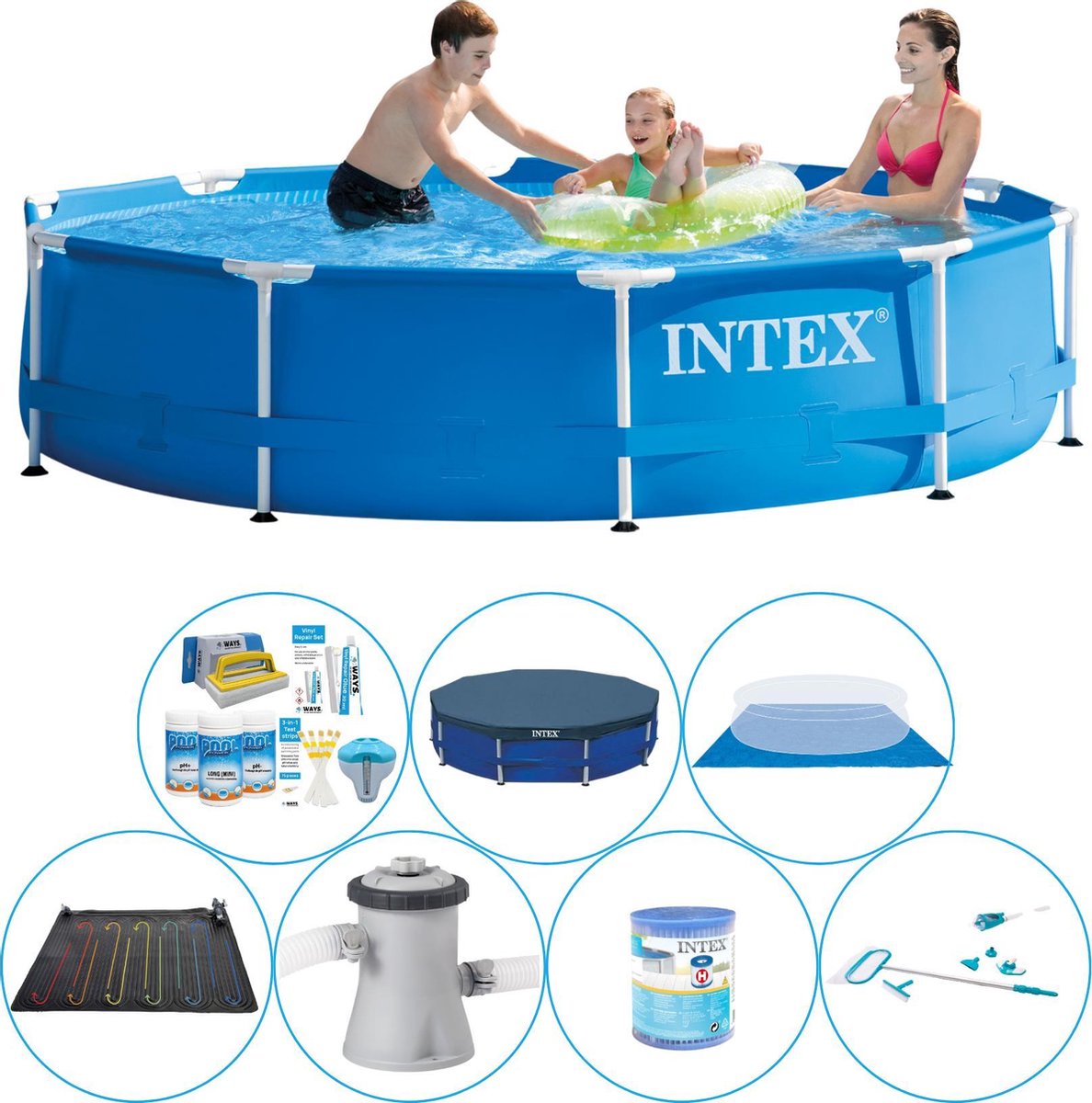 Intex Metal Frame Rond 305x76 Cm - Zwembad Set - Blauw