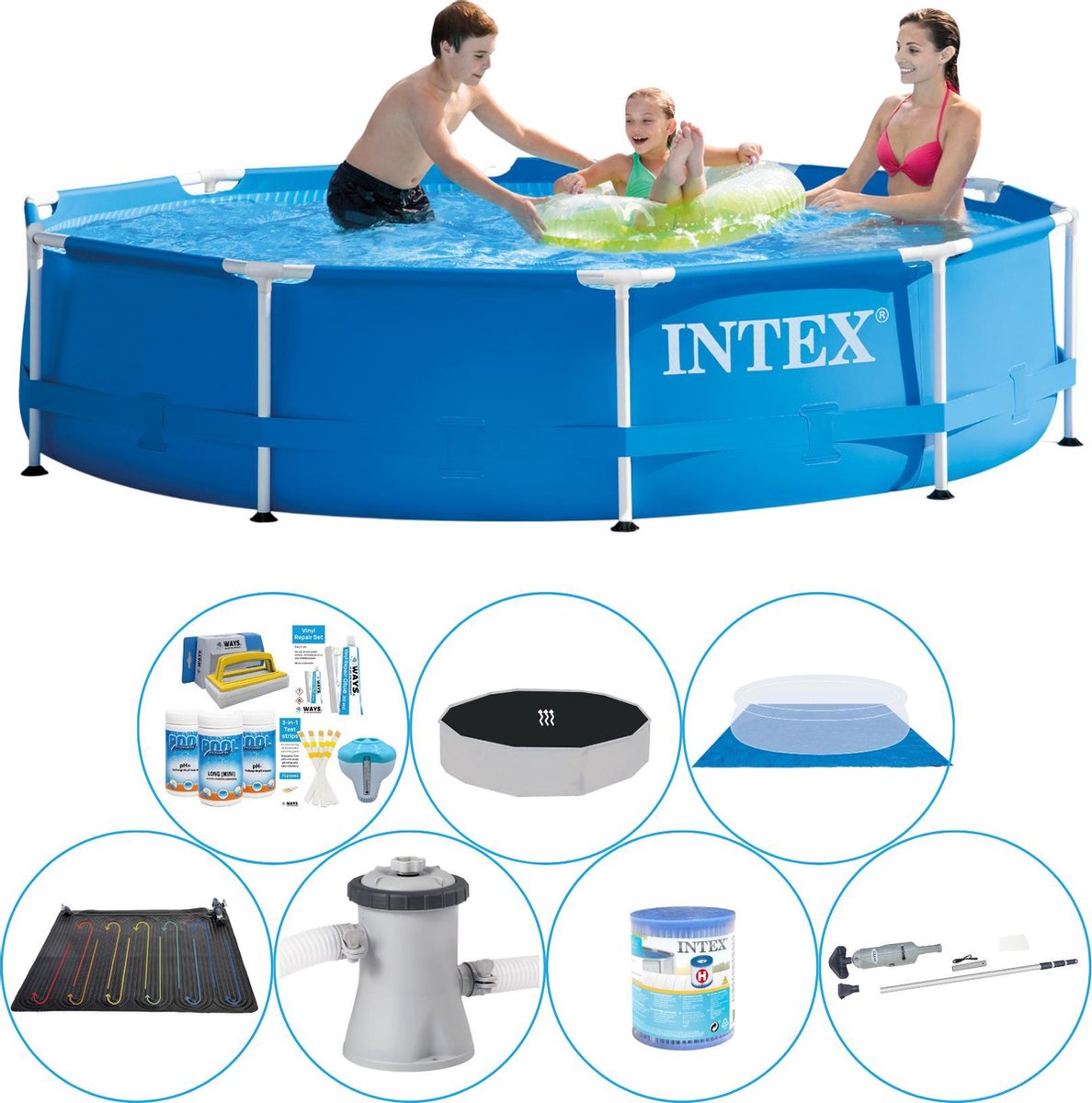 Intex Metal Frame Rond 305x76 Cm - Zwembad Super Set - Blauw