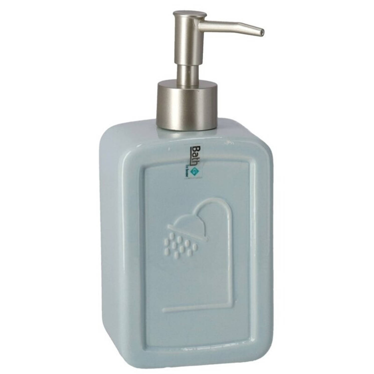 Gerim Zeeppompje/zeepdispenser Keramiek 18 Cm - Navulbare Zeep Houder - Toilet/badkamer Accessoires - Blauw
