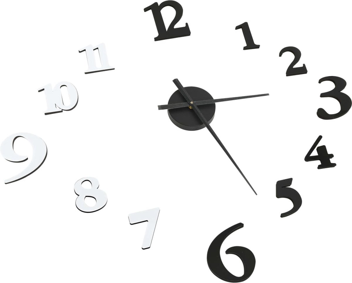 Vidaxl 3d-wandklok Modern Xxl 100 Cm En Wit - Zwart