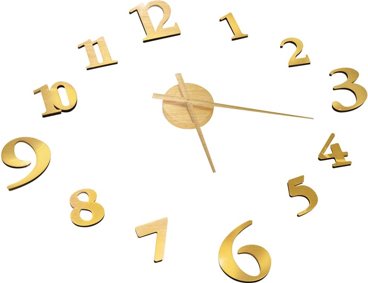 Vidaxl 3d-wandklok Modern Xxl 100 Cmkleurig - Goud