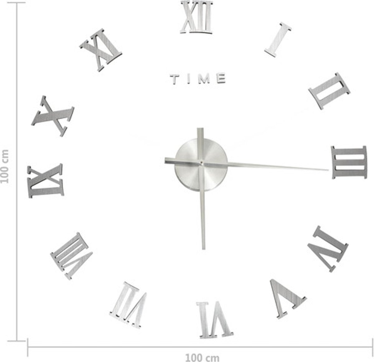 Vidaxl 3d-wandklok Modern Xxl 100 Cm Zilverkleurig - Silver