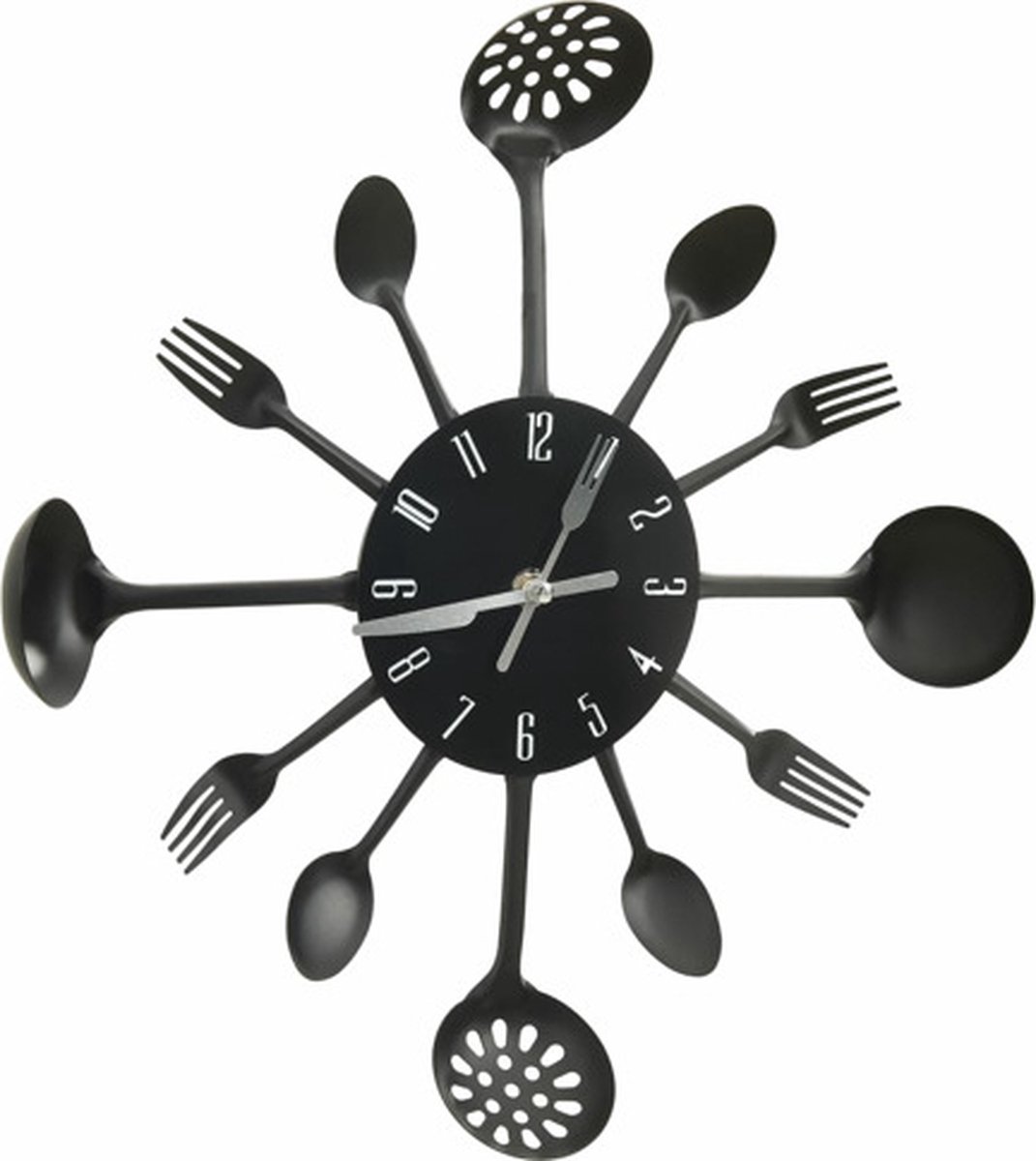 Vidaxl Wandklok Lepel-en-vork 40 Cm Aluminium - Zwart