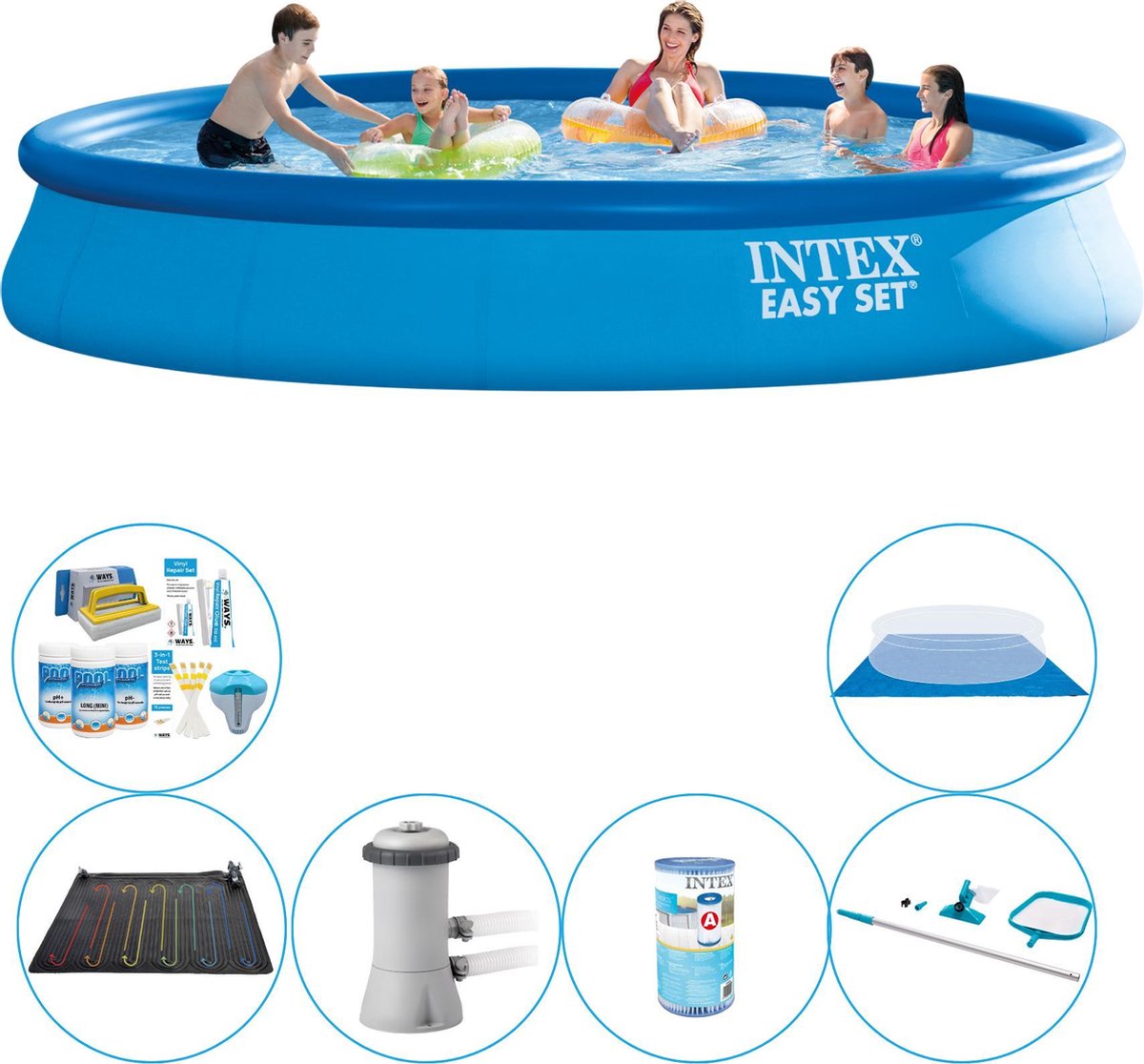 Intex Zwembad Set - 7-delig - Easy Set Rond 457x84 Cm - Blauw