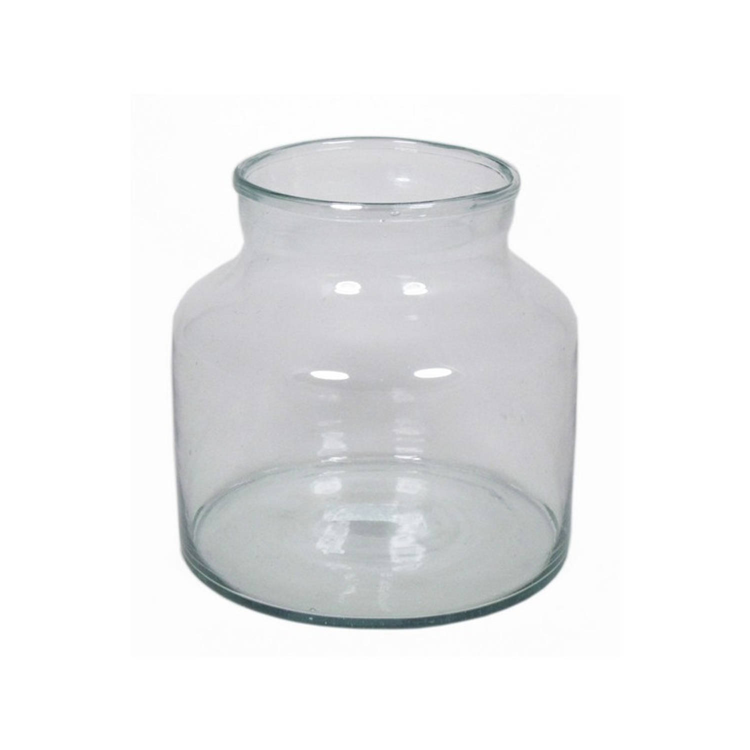 Glazen Melkbus Bloemen Vaas/vazen Smalle Hals 21 X 20 Cm - Transparante Bloemenvazen Van Glas