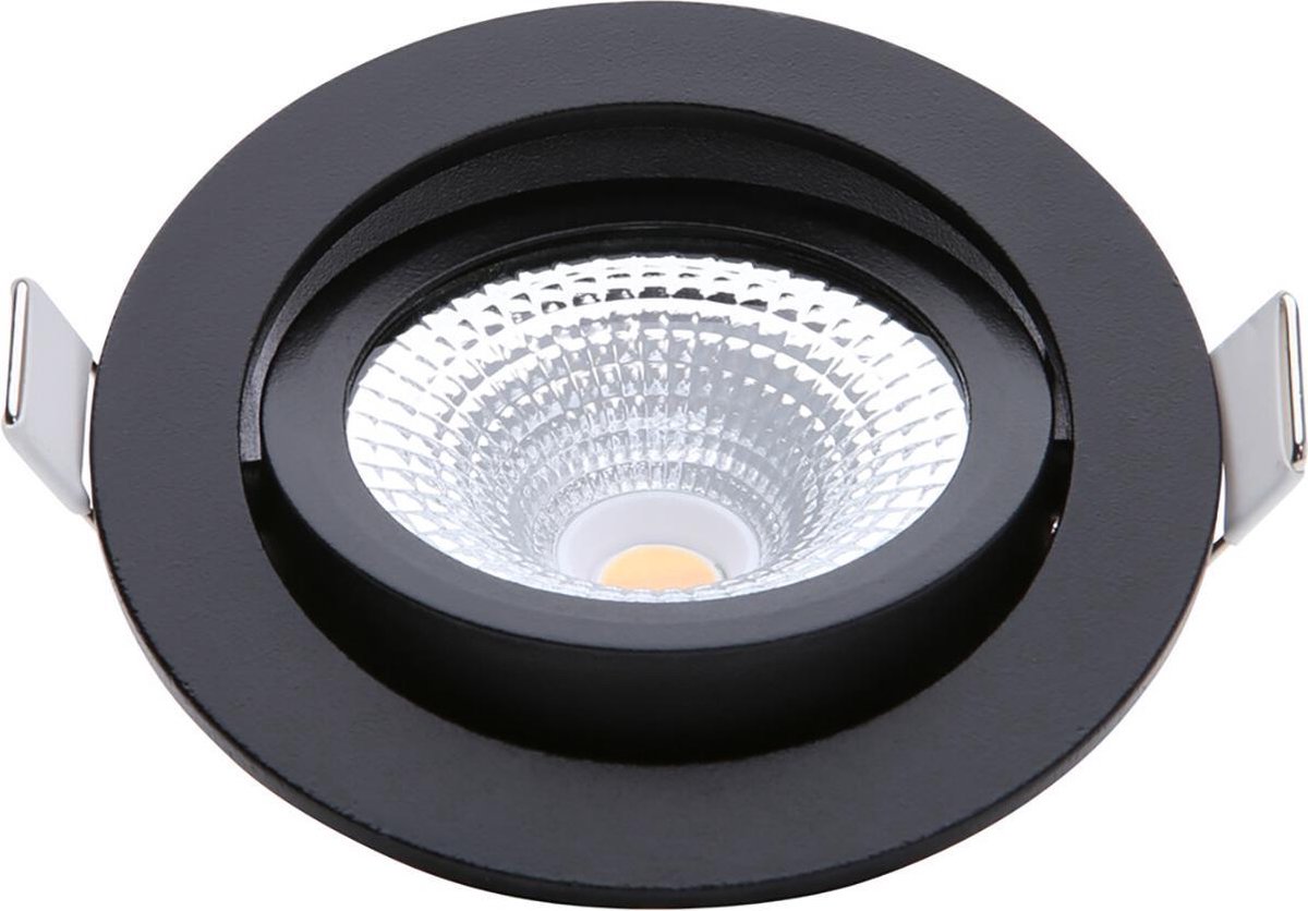 EcoDim - Led Spot - Inbouwspot - Ed-10023 - 5w - Waterdicht Ip54 - Dimbaar - Dim To Warm - Warm Wit 2000k-3000k - Mat - Zwart