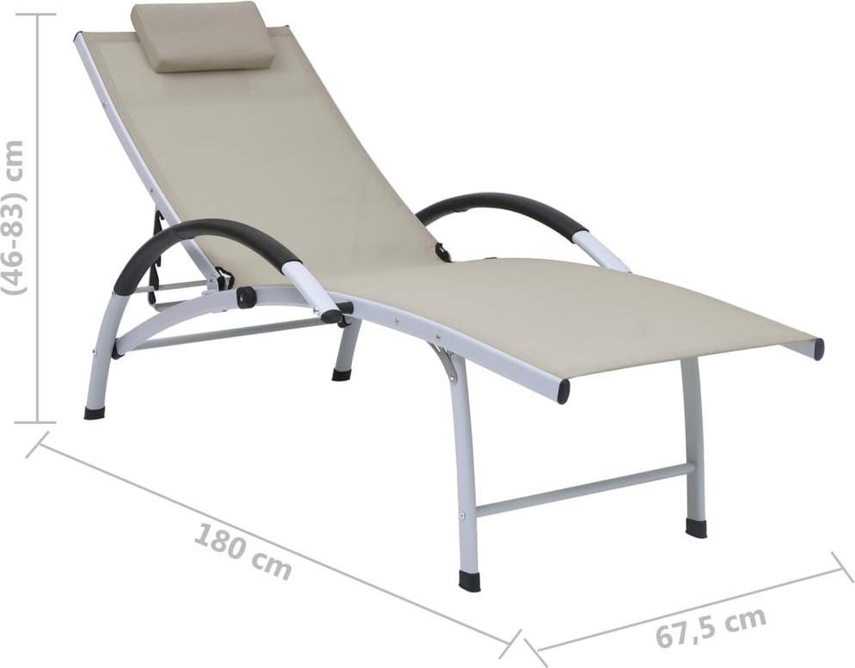 Vidaxl Ligbed Aluminium En Textileen Crème
