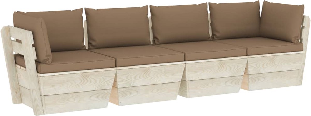 Vidaxl Tuinbank 4-zits Met Kussens Pallet Vurenhout - Bruin