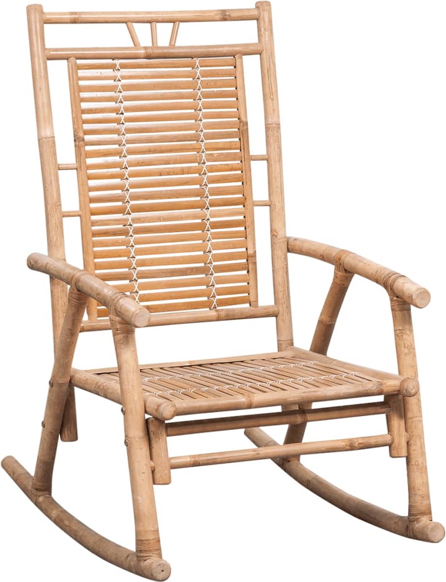 Vidaxl Schommelstoel Met Kussen Bamboe - Bruin