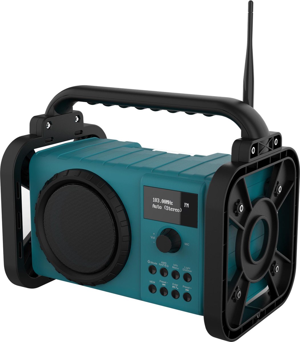 Soundmaster - Dab80 Draagbare Bouwradio - Fm - Dab+ Bluetooth - Turquoise
