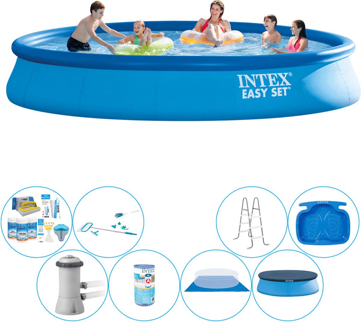 Intex Zwembad Comfort Pakket - Intex Easy Set Rond 457x84 Cm - Blauw