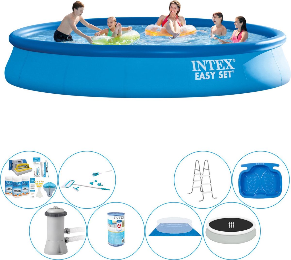 Intex Zwembad Pakket - Easy Set Rond 457x84 Cm - Blauw