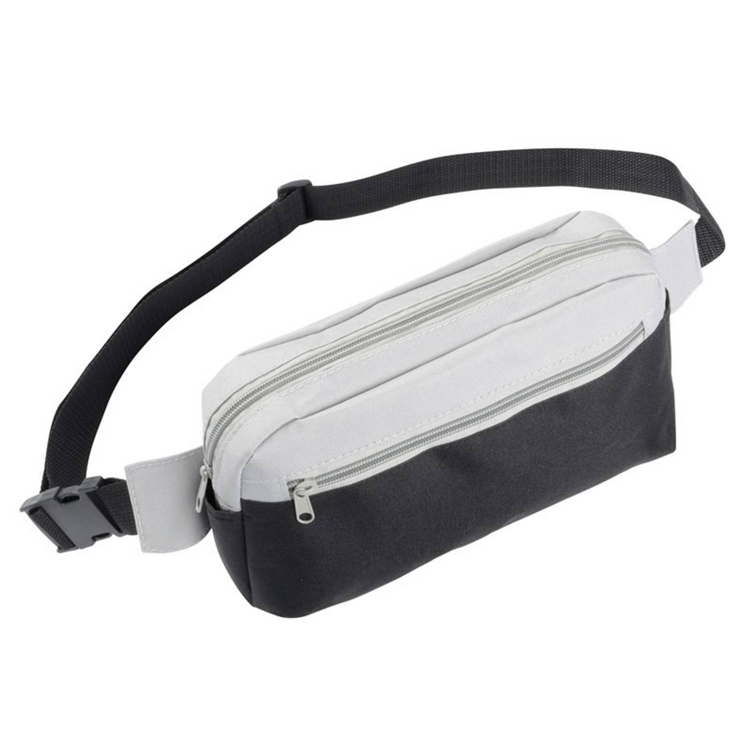 Licht/zwart Heuptasje/buideltasje 28 X 17 Cm - Licht/zwarte Heuptassen/fanny Pack Voor Op Reis/onderweg - Grijs