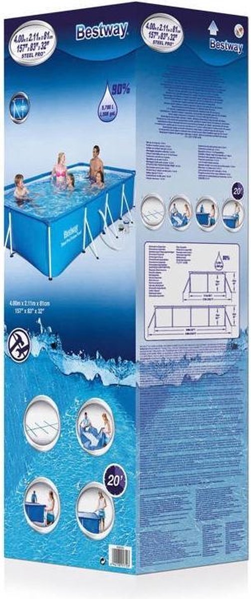 Bestway Steel Pro Zwembad + Filterpomp 400 X 211 X 81 Cm - Blauw