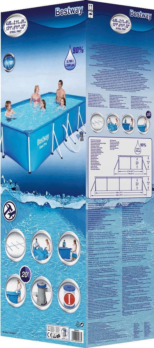 Bestway Steel Pro Zwembad + Filterpomp 400 X 211 X 81 Cm - Blauw