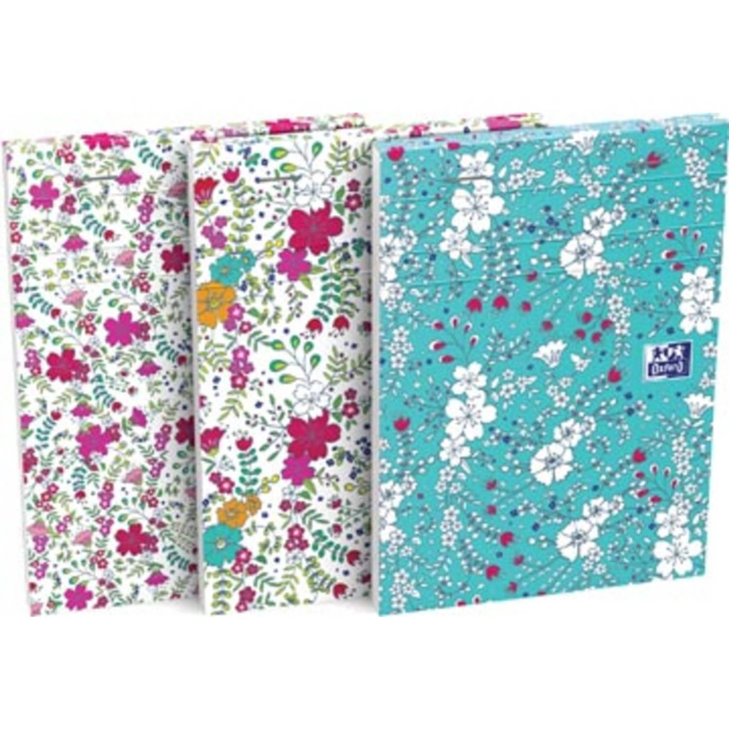 Oxford Floral Softcover Notitieblok, Ft A6, 80 Vel, Gelijnd, 3 Geassorteerde Designs