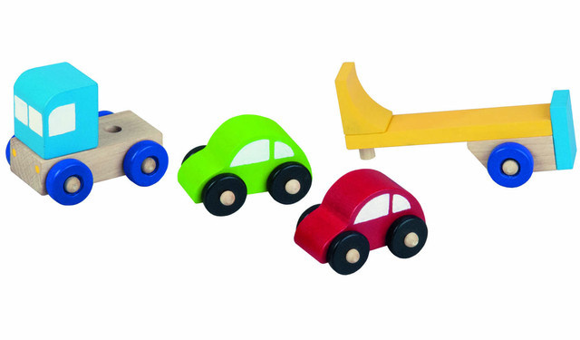 Detoa speelgoedauto&apos;s Truck and Cars junior 14 cm hout 4 delig