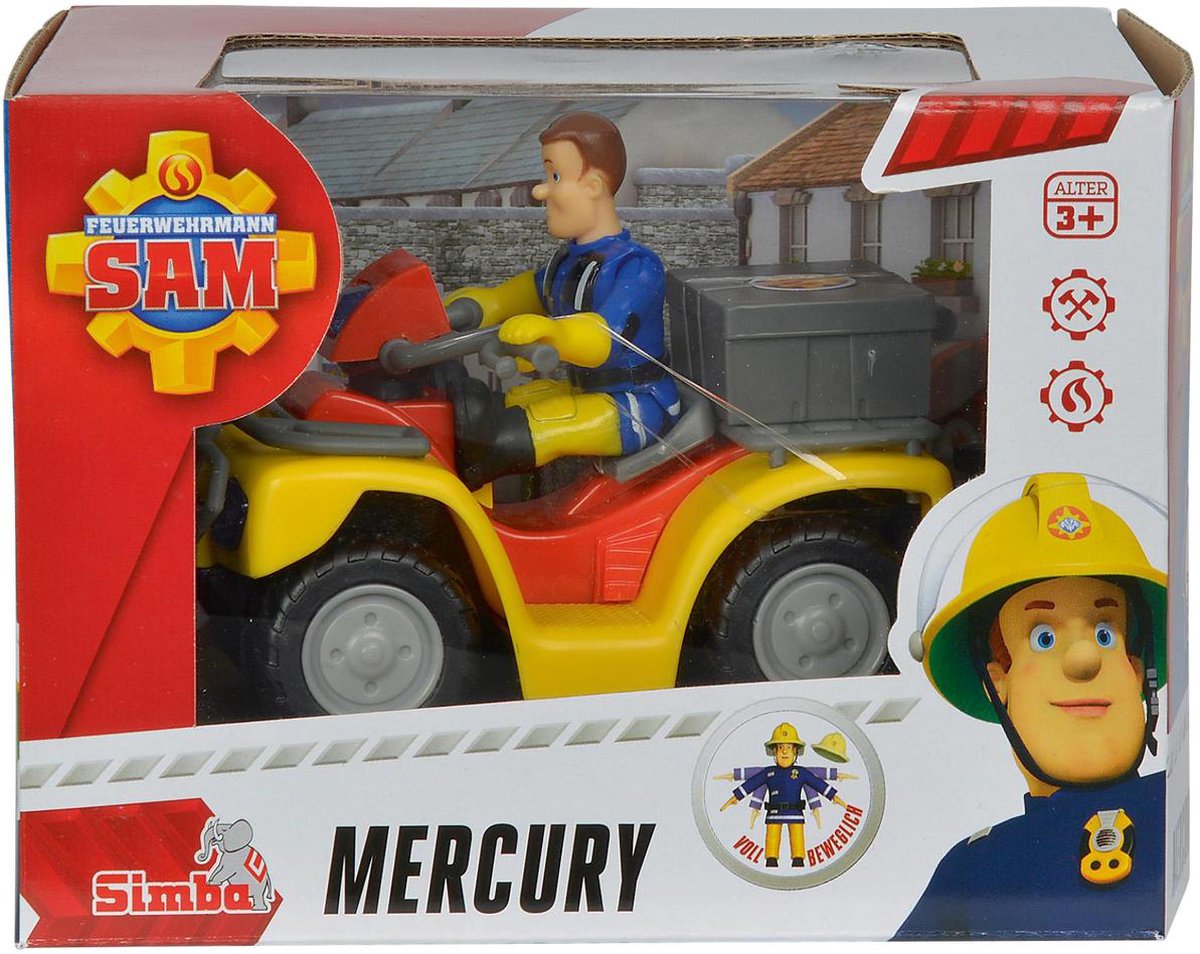 Simba quad Brandweerman Sam junior 9 cm - Geel