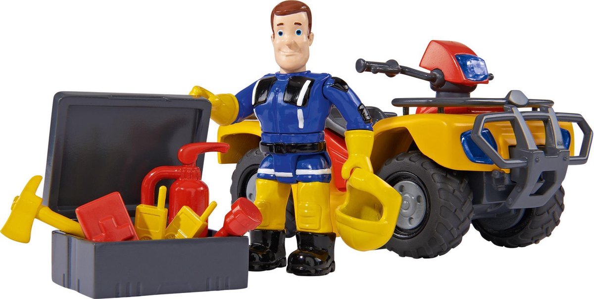 Simba quad Brandweerman Sam junior 9 cm - Geel