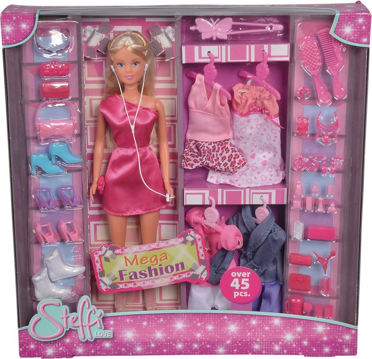 Simba modepop Steffi Love Mega Fashion 29 cm 45 delig - Roze
