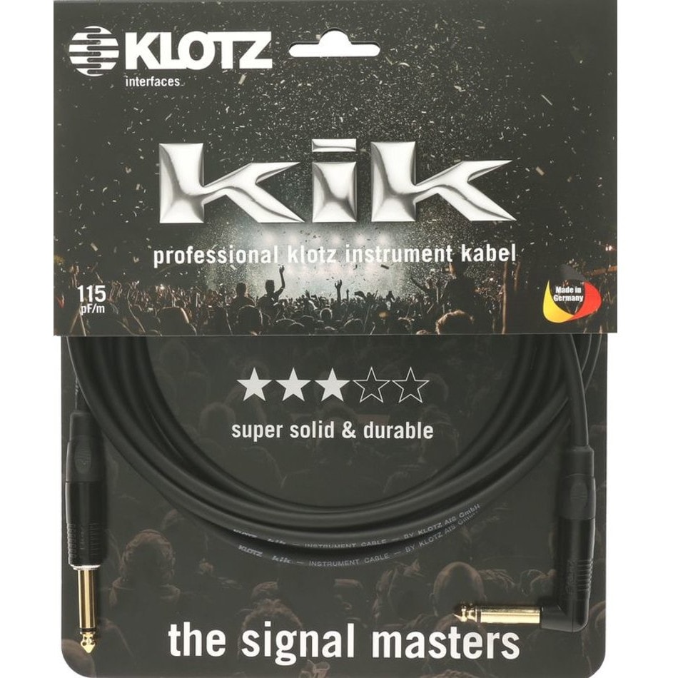 Klotz KIKKG6.0PRSW instrumentkabel 6.35mm 2p verguld 6 meter recht-haaks