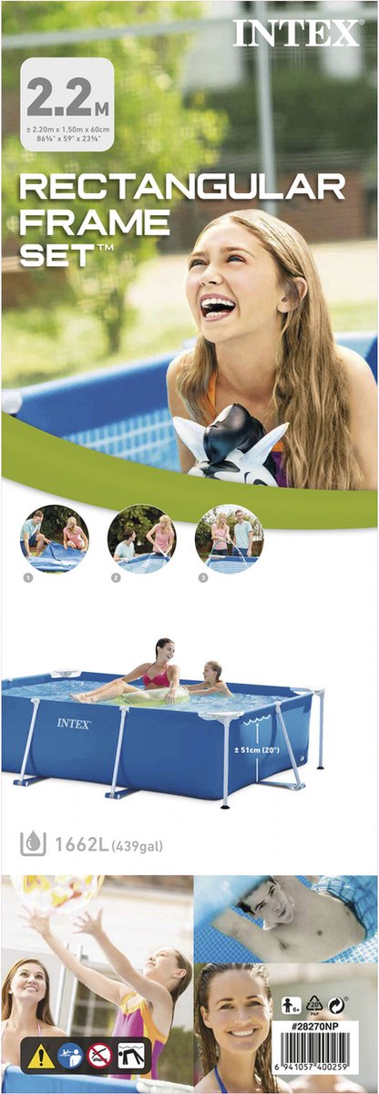 Intex Rechthoekig Frame Pool Zwembad - 220 X 150 X 60 Cm - Blauw
