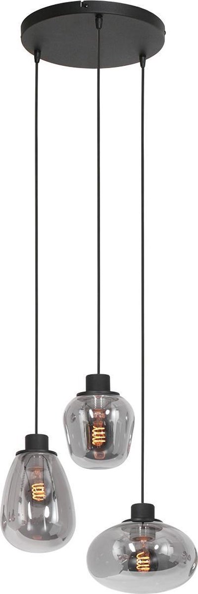 Steinhauer Hanglamp Reflection 3 Lichts Ø 40 Cm Rook - Zwart