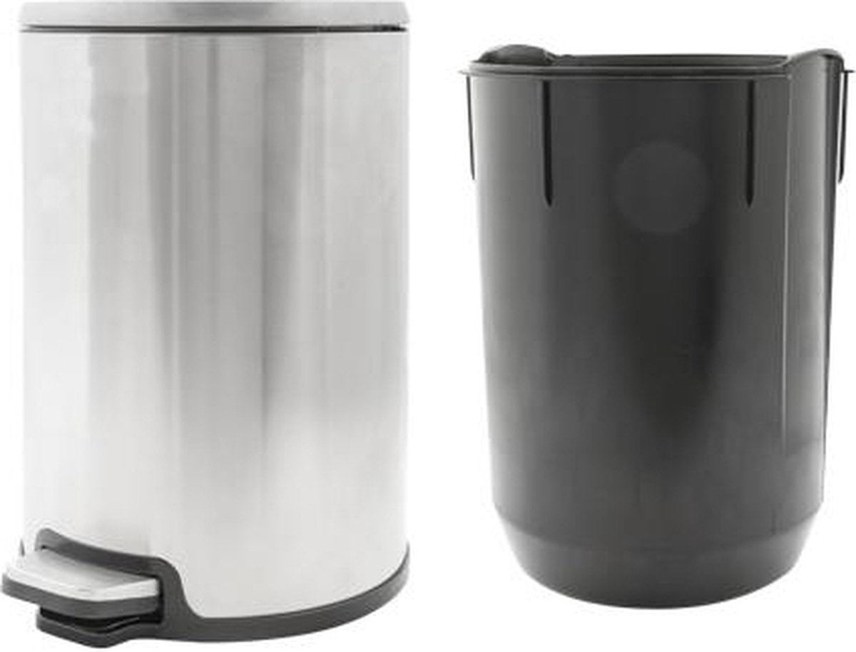 Cosy&Trendy Vuilnisbak/pedaalemmer Zilver 12 Liter 35 Cm Rvs - Afvalemmers - Prullenbakken - Silver