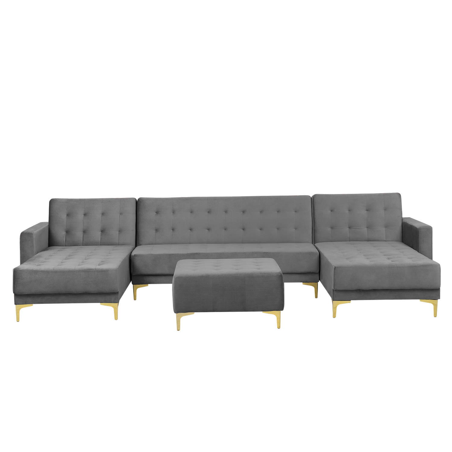 Beliani Aberdeen Slaapbank Guld Fluweel 348x168x83 - Gris