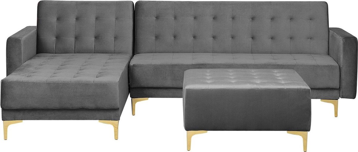 Beliani Aberdeen Slaapbank Guld Fluweel 267x168x83 - Gris