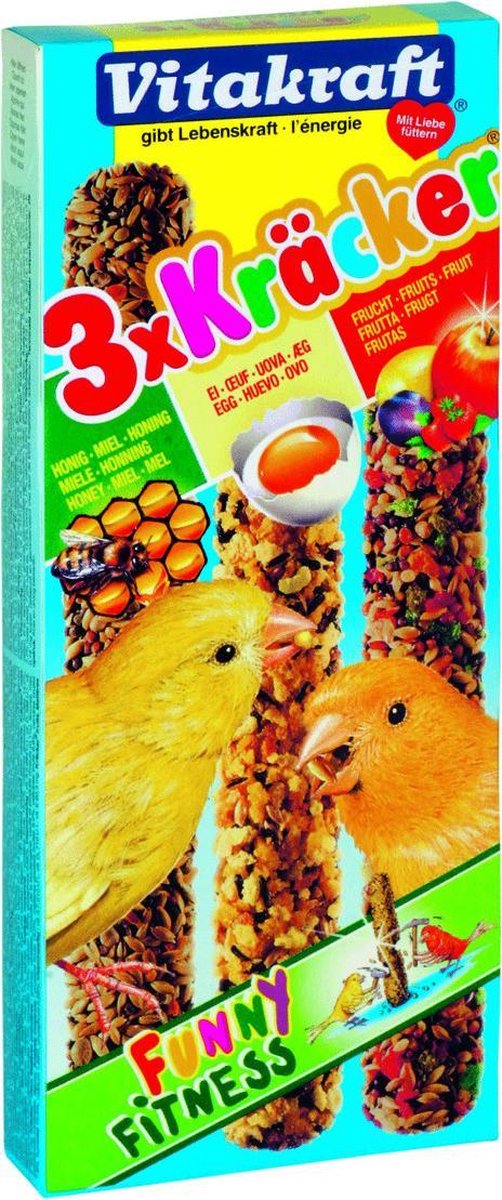 Vitakraft Kanarie Kracker 3 stuks - Vogelsnack - Honing&Ei&Fruit