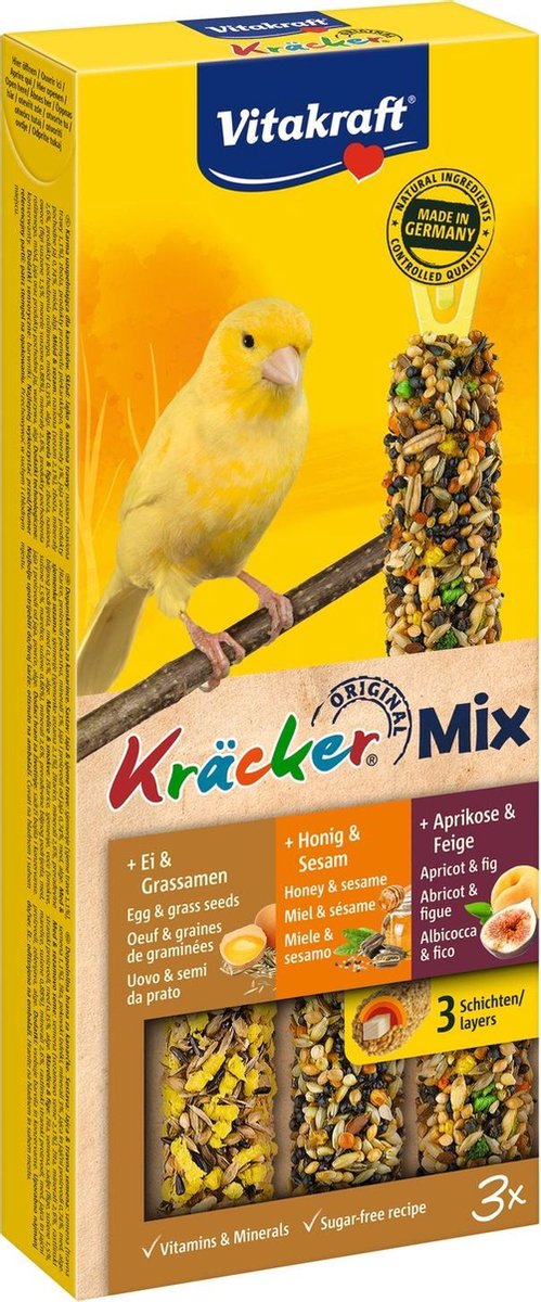 Vitakraft Kanarie Kracker 3 stuks - Vogelsnack - Honing&Ei&Fruit