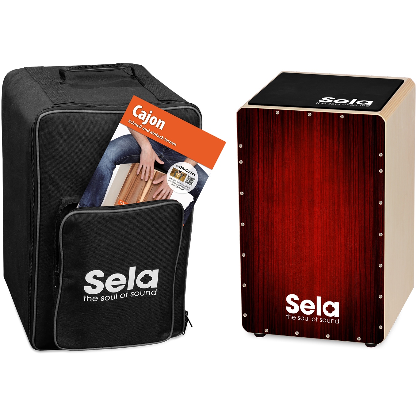 Sela SE 060 DE Varios Red Cajon Set + tas, pad, Duitstalig boek