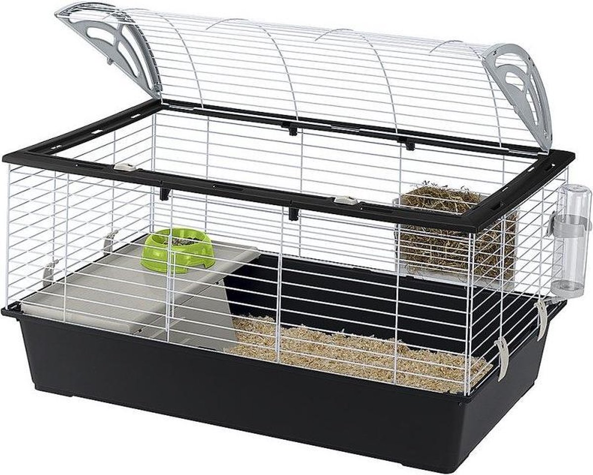 Ferplast Konijnenkooi Casita 100 - Dierenverblijf - 96x57x56 cm - Zwart