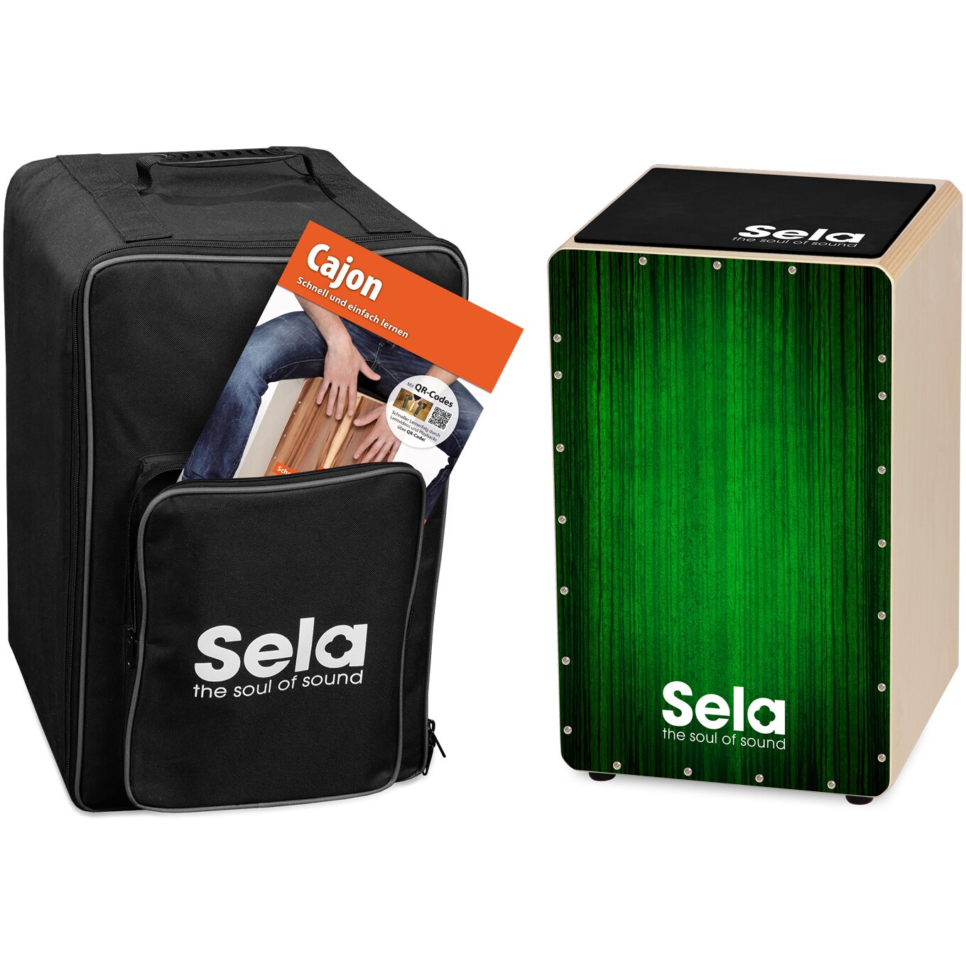 Sela SE 063 DE Varios Green Cajon Set + tas, pad, Duitstalig boek