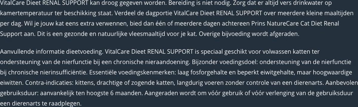 Prins Vitalcare Dieet Renal Support - Kattenvoer - 1.5 kg