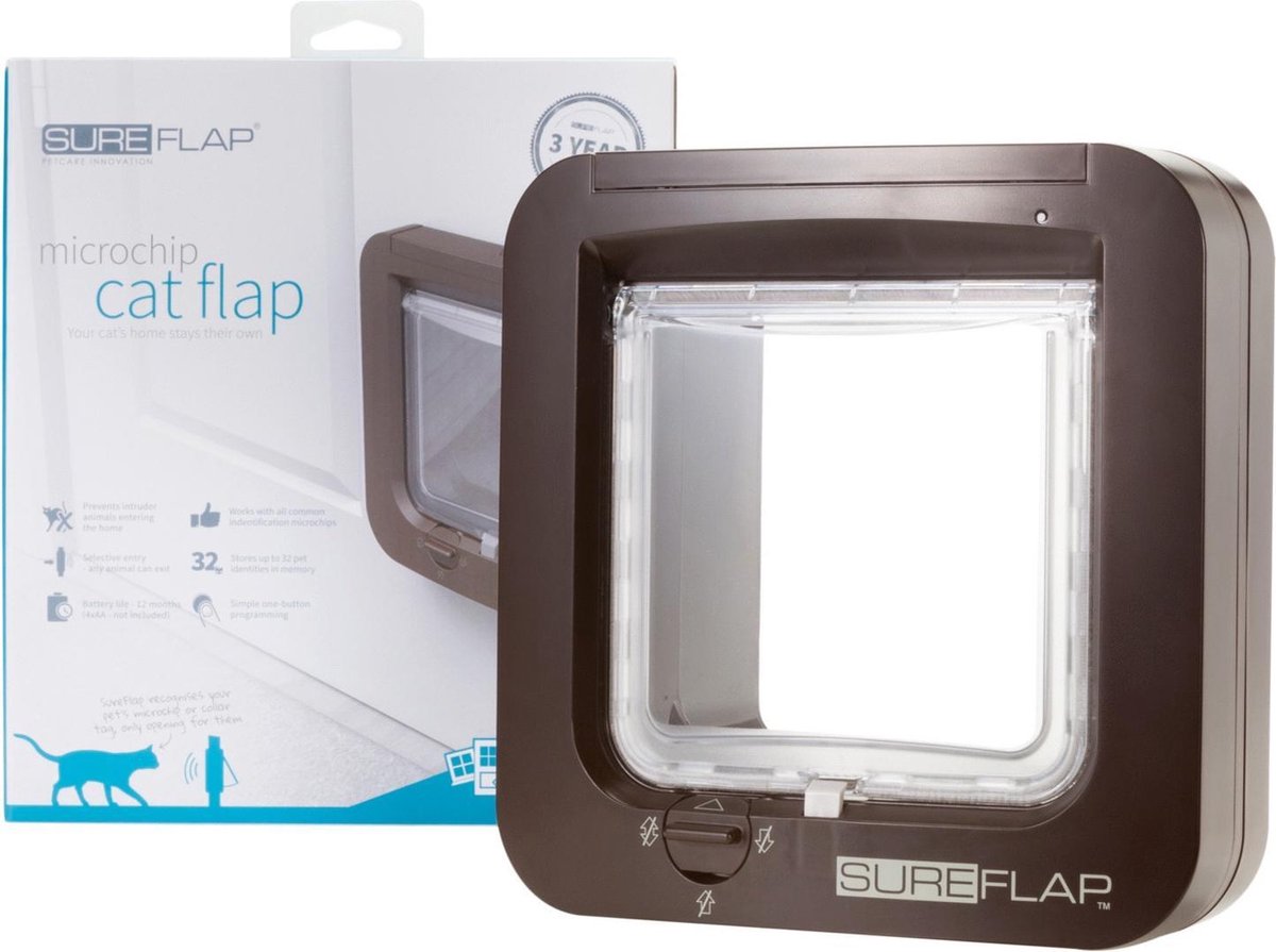 SureFlap Microchip Kattenluik - Kattenluik - 13x22x25 cm - Bruin