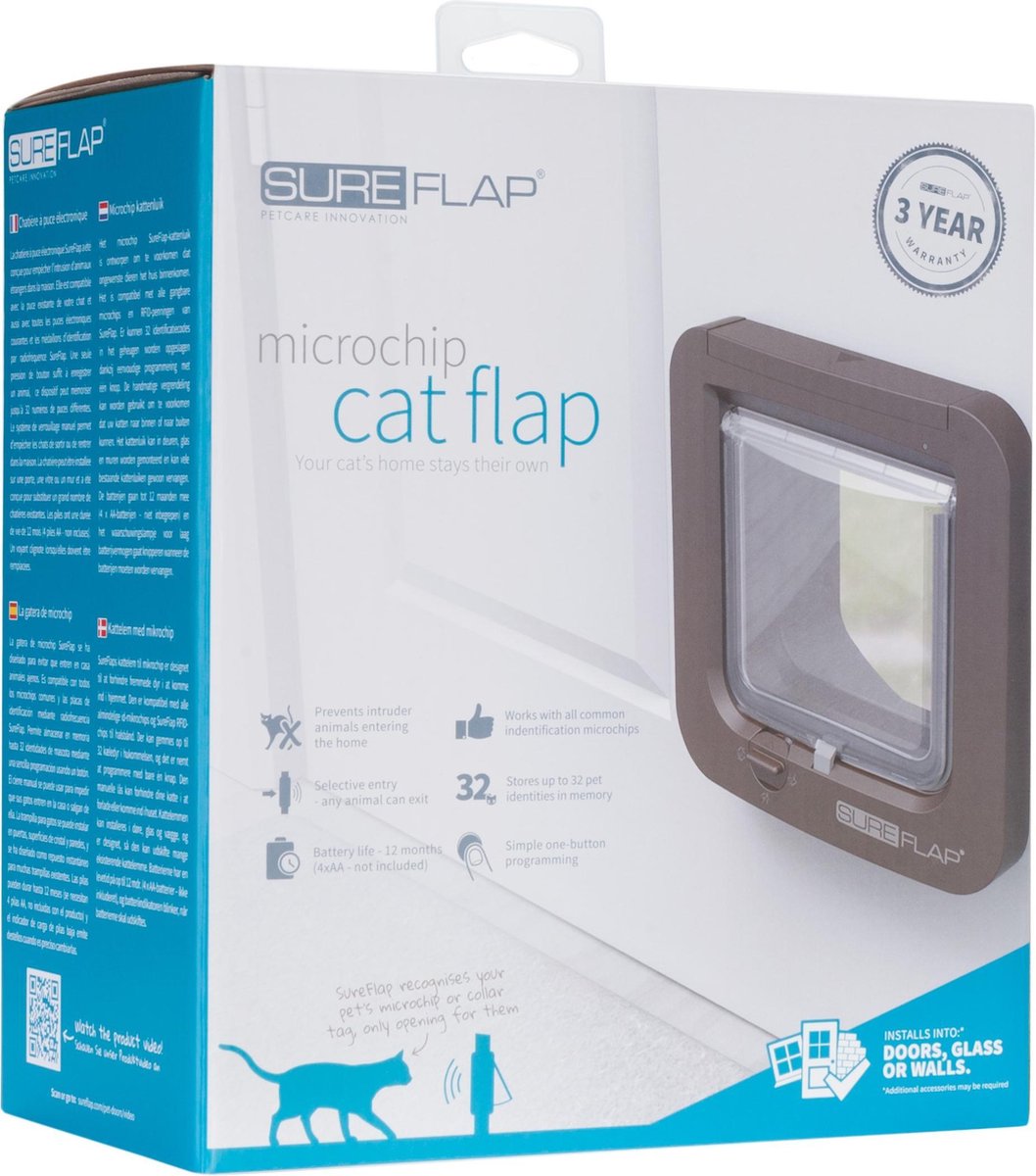 SureFlap Microchip Kattenluik - Kattenluik - 13x22x25 cm - Bruin
