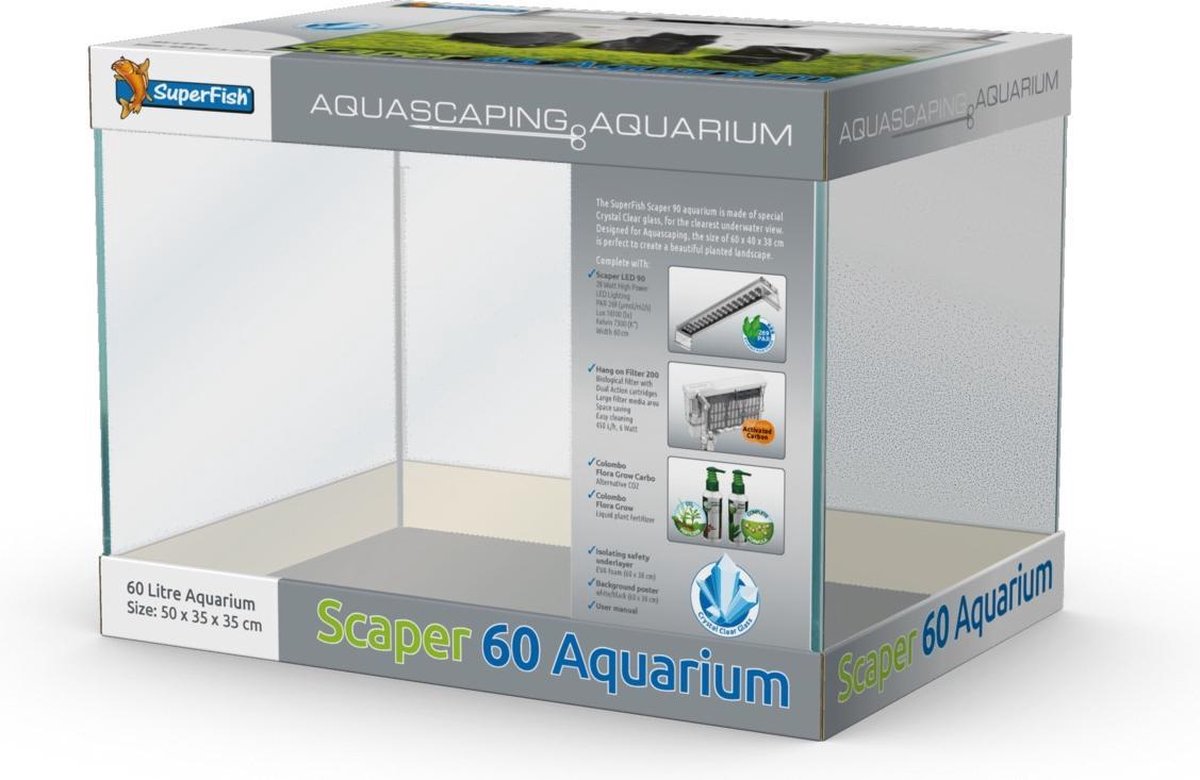 Superfish Scaper 60 - Aquaria - 50x35x35 cm 60 l Transparant