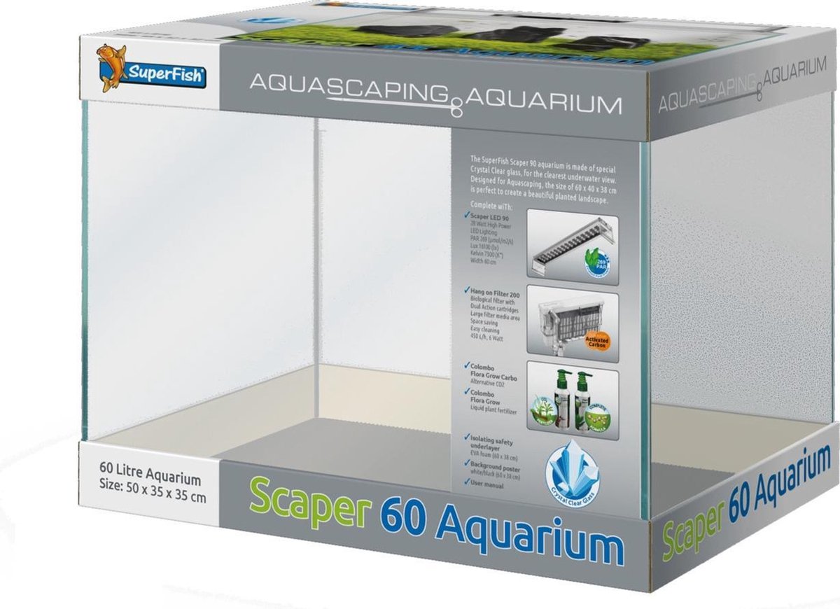 Superfish Scaper 60 - Aquaria - 50x35x35 cm 60 l Transparant