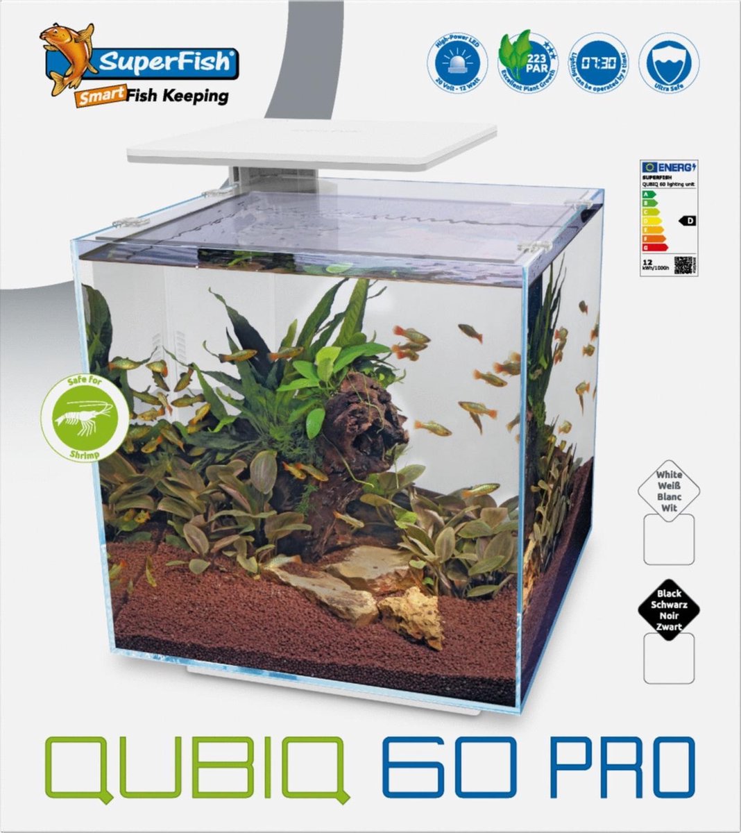 Superfish Qubiq 60 Pro 40x40x50.8 cm - Aquaria - - Zwart